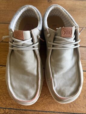 Hey Dude Men's Slip-On Canvas Loafers in Light Beige Men 10